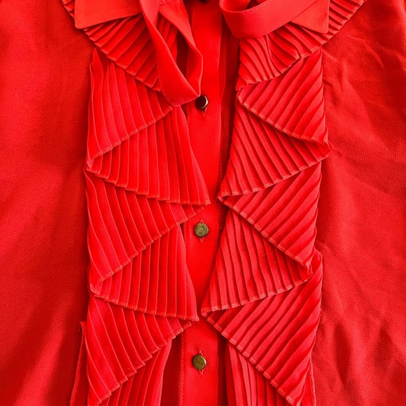Red Zara Vibrant Pleated Blouse - Picture 4 of 6